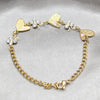 Pulsera Elegante 03.63.22113.08 Acero Inoxidable, Diseño de Corazon y Mariposa, Diseño de Corazon, con Cristal Blanca, Pulido, Dorado