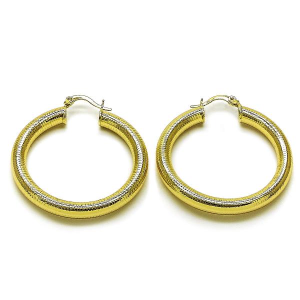 Argolla Mediana 02.213.0812.40 Oro Laminado, Diseño de Hueco, Diamantado, Dorado