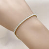 Pulsera Tennis 03.213.0348.07 Oro Laminado, Diseño de Baguette, con Zirconia Cubica Blanca, Pulido, Dorado