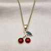 Collares con Dije 04.341.0143.18 Oro Laminado, Diseño de Cereza, Esmaltado Rojo, Dorado