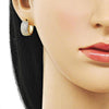 Argolla Huggie 02.195.0354.16 Oro Laminado, con Micro Pave Blanca, Pulido, Dorado