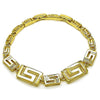 Pulsera Elegante 03.213.0389.07 Oro Laminado, Diseño de Llave Griega, Pulido, Dorado