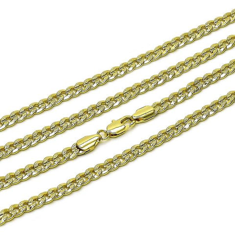 Gargantilla Básica 04.213.0344.24 Oro Laminado, Diseño de Cubana Concava, Pulido, Dorado
