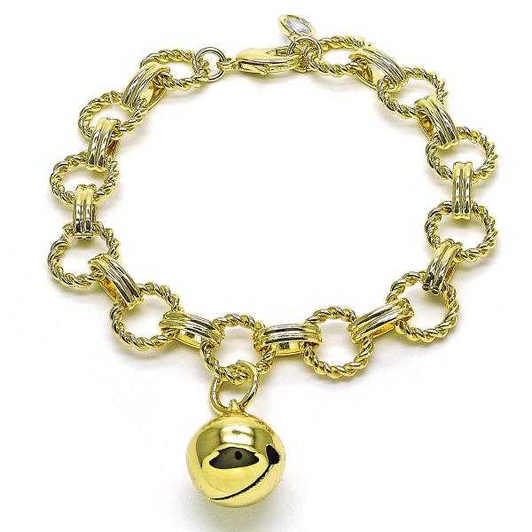 Pulsera Elegante 03.331.0300.08 Oro Laminado, Diseño de Chunky, con Zirconia Cubica Blanca, Diamantado, Dorado