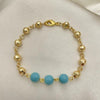 Pulsera Elegante 03.63.2224.1.08 Oro Laminado, Diseño de Bola, con Perla Turquoise, Diamantado, Dorado
