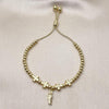 Pulsera Bolo Ajustable 03.341.0237.11 Oro Laminado, Diseño de San Judas y Cruz, Diseño de San Judas, Pulido, Dorado