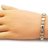 Pulsera Tennis 03.213.0335.08 Oro Laminado, Diseño de Corazon, con Zirconia Cubica Blanca, Pulido, Dorado