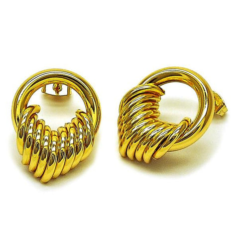 Arete Dormilona 02.282.0037 Oro Laminado, Diseño de Hueco, Pulido, Dorado