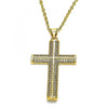 Dije Religioso 05.102.0033 Oro Laminado, Diseño de Cruz, con Micro Pave Blanca, Pulido, Dorado