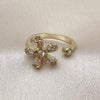 Anillo Multi Piedra 01.266.0052 Oro Laminado, Diseño de Flor y Baguette, Diseño de Flor, con Zirconia Cubica Blanca y Micro PaveBlanca, Pulido, Dorado