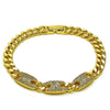 Pulsera Elegante 03.283.0470.08 Oro Laminado, Diseño de Puff Mariner y Miami Cubana, Diseño de Puff Mariner, con Zirconia Cubica Blanca, Pulido, Dorado