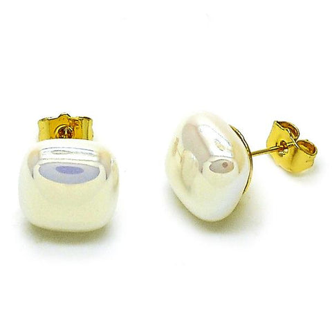 Arete Dormilona 02.282.0026 Oro Laminado, con Madre Perla Marfil, Pulido, Dorado
