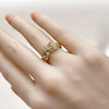 Anillo Multi Piedra 01.266.0061 Oro Laminado, Diseño de Oja y Baguette, Diseño de Oja, con Zirconia Cubica Blanca y Micro PaveBlanca, Pulido, Dorado