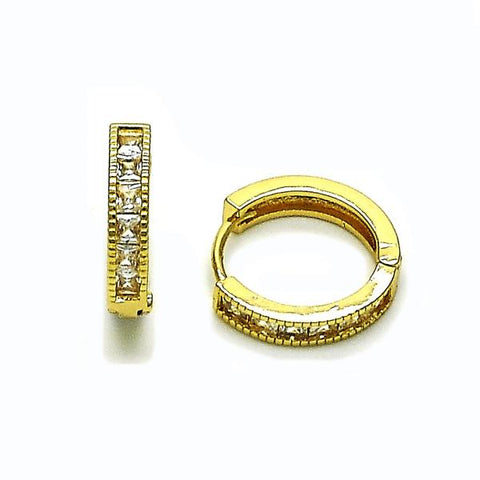 Argolla Huggie 02.283.0260.18 Oro Laminado, con Zirconia Cubica Blanca, Pulido, Dorado