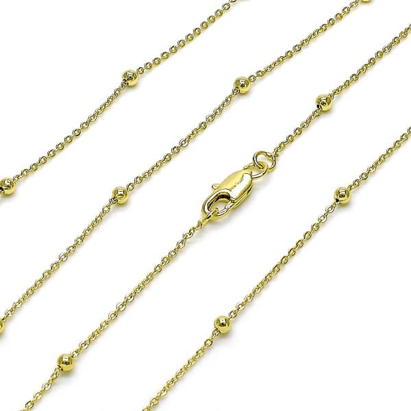 Gargantilla Básica 04.213.0248.24 Oro Laminado, Diseño de Rolo y Bola, Diseño de Rolo, Pulido, Dorado