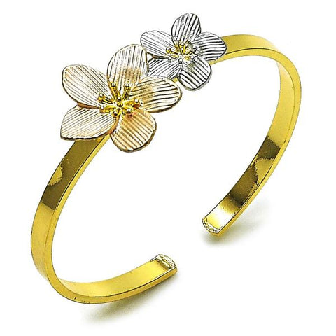 Aro Individual 07.170.0074.1 Oro Laminado, Diseño de Flor, Diamantado, Tricolor