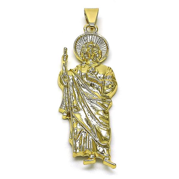 Dije Religioso 05.213.0143 Oro Laminado, Diseño de San Judas, Pulido, Dorado