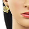 Arete Dormilona 02.282.0057 Oro Laminado, Diseño de Flor, Mate, Dorado