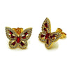 Arete Dormilona 02.344.0180 Oro Laminado, Diseño de Mariposa y Baguette, Diseño de Mariposa, con Zirconia Cubica Granate y Blanca, Pulido, Dorado