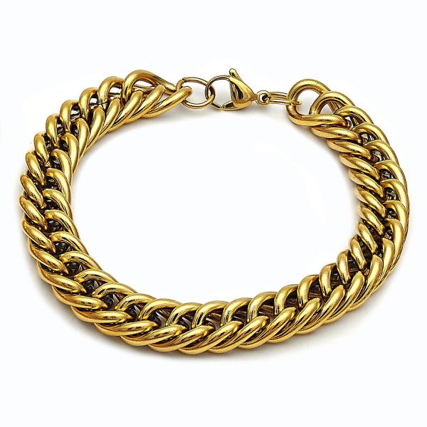 Pulsera Básica 03.278.0019.1.09 Acero Inoxidable, Diseño de Miami Cubana, Pulido, Dorado