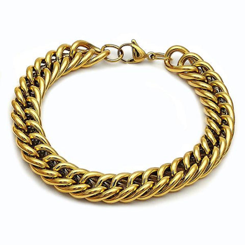 Pulsera Básica 03.278.0019.1.09 Acero Inoxidable, Diseño de Miami Cubana, Pulido, Dorado