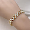 Pulsera Elegante 03.283.0342.07 Oro Laminado, con Micro Pave Blanca, Pulido, Dorado