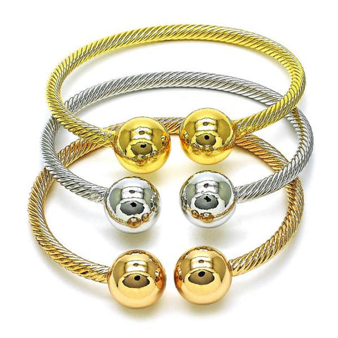 Aro Trio 07.170.0019 Oro Laminado, Diseño de Bola, Pulido, Tricolor