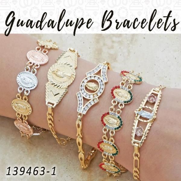 Kit Surtido de 15 Pulseras de Guadalupe de Oro Laminado al por mayor — SKU 139463