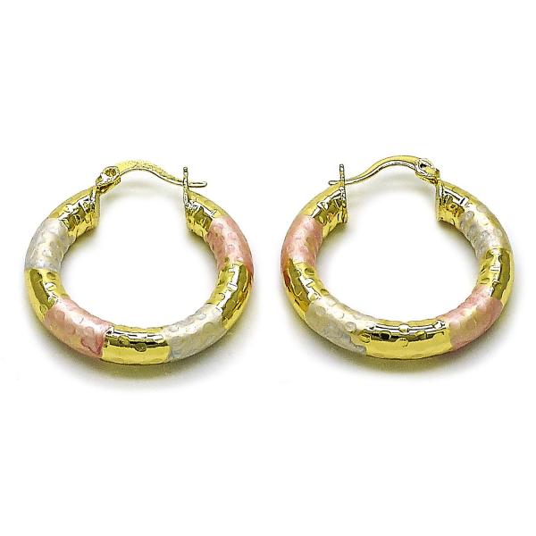 Argolla Mediana 02.213.0813.30 Oro Laminado, Diseño de Hueco, Diamantado, Tricolor