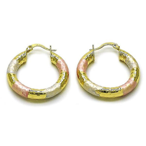 Argolla Mediana 02.213.0813.30 Oro Laminado, Diseño de Hueco, Diamantado, Tricolor