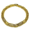 Pulsera Elegante 03.283.0505.07 Oro Laminado, Diseño de Llave Griega, con Micro Pave Blanca, Pulido, Dorado