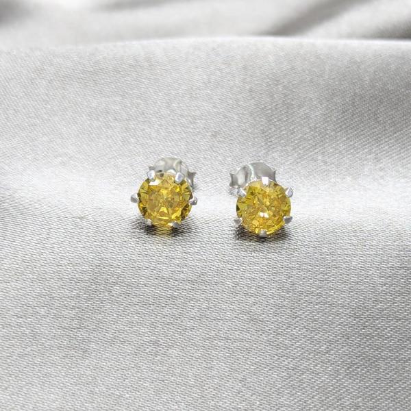 Arete Dormilona 02.392.0040 Plata Rodinada, con Zirconia Cubica Amarillo, Pulido, Plateado