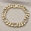 Pulsera Elegante 03.283.0489.0.7 Oro Laminado, Diseño de Figaro, con Zirconia Cubica Blanca, Pulido, Dorado