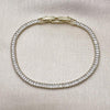Pulsera Tennis 03.213.0348.07 Oro Laminado, Diseño de Baguette, con Zirconia Cubica Blanca, Pulido, Dorado