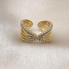 Anillo Multi Piedra 01.266.0054 Oro Laminado, con Zirconia Cubica Blanca, Pulido, Dorado