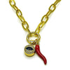 Gargantilla Elegante 04.341.0238.18 Oro Laminado, Diseño de Chile y Ojo Griego, Diseño de Chile, con Micro Pave Blanca y CristalBlue Zircon, Pulido, Dorado