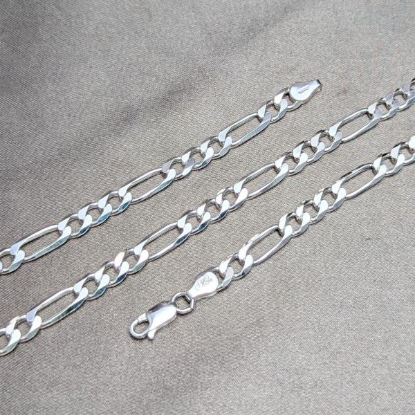 Pulsera Básica 03.420.0012.09 Plata Rodinada, Diseño de Figaro, Pulido, Plateado