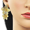 Arete Dormilona 02.282.0058 Oro Laminado, Diseño de Flor, Diamantado, Dorado