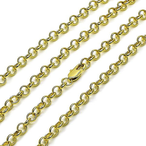 Gargantilla Básica 04.213.0352.24 Oro Laminado, Diseño de Rolo, Pulido, Dorado