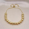 Pulsera Bolo Ajustable 03.368.0095.11 Oro Laminado, Diseño de Bola y Disco, Diseño de Bola, con Zirconia Cubica Blanca, Diamantado, Dorado