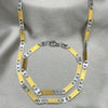 Collar y Pulso 04.113.0041.24 Acero Inoxidable, Diseño de Llave Griega, Diamantado, Dos Tonos
