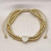 Pulsera Bolo Ajustable 03.341.0234.2.11 Oro Laminado, Diseño de Corazon y Bola, Diseño de Corazon, con Micro Pave Blanca, Pulido, Dorado