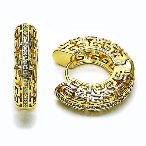 Argolla Huggie 02.195.0357.25 Oro Laminado, Diseño de Ojo Griego, con Micro Pave Blanca, Pulido, Dorado