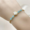 Pulsera Elegante 03.213.0391.1.07 Oro Laminado, con Cristal Turquoise, Esmaltado Turquesa, Dorado