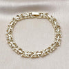 Pulsera Tennis 03.213.0358.07 Oro Laminado, Diseño de Oja, Diamantado, Dorado