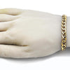 Pulsera Básica 03.256.0012.09 Acero Inoxidable, Diseño de Cubana, Pulido, Dorado