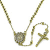 Rosario Fino 09.213.0056.18 Oro Laminado, Diseño de Guadalupe y Crucifijo, Diseño de Guadalupe, con Zirconia Cubica Blanca, Pulido, Dorado