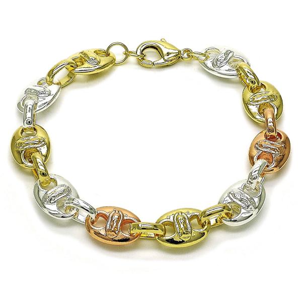 Pulsera Elegante 03.411.0075.09 Oro Laminado, Diseño de Puff Mariner y Guadalupe, Diseño de Puff Mariner, Pulido, Tricolor