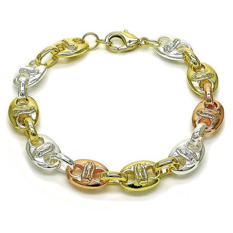 Pulsera Elegante 03.411.0075.09 Oro Laminado, Diseño de Puff Mariner y Guadalupe, Diseño de Puff Mariner, Pulido, Tricolor
