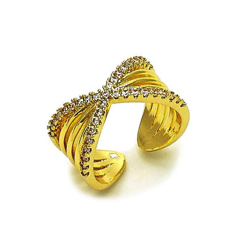 Anillo Multi Piedra 01.266.0054 Oro Laminado, con Zirconia Cubica Blanca, Pulido, Dorado